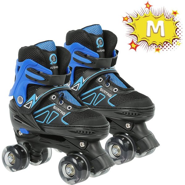 JEOBEST Rollschuhe Verstellbare Rollschuhe für Kinder, Atmungsaktiv Quad Skates, Für Mädchen und Jungen, Weihnachts Geschenke, Größen 27-37