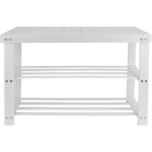 JEOBEST Schuhbank Schuhregal, Bambus Schuhbank mit 3 Ablagen, für 6-8 Paar Schuhe, Platzsparend 70 x 27 x 42cm