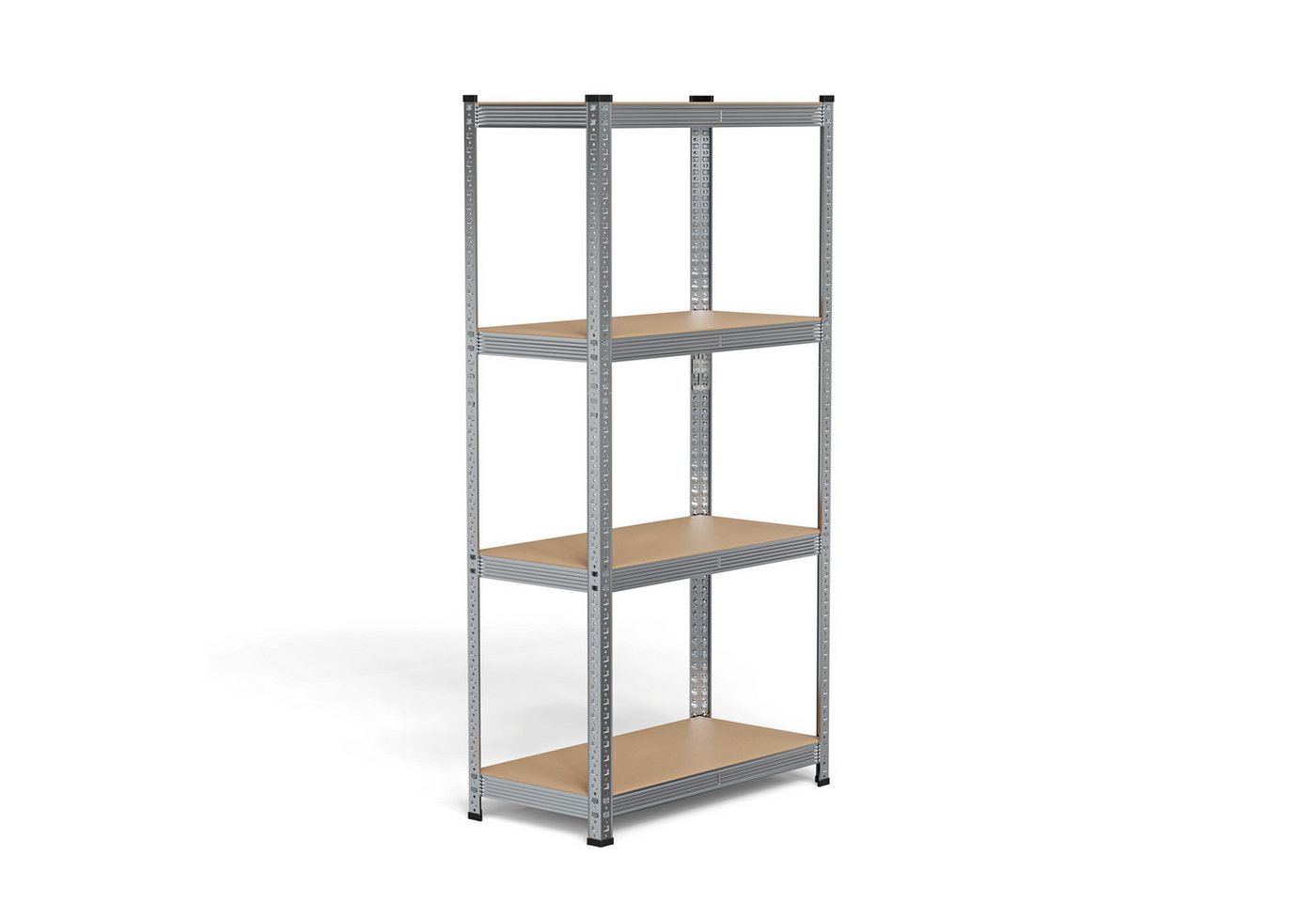 JEOBEST Schwerlastregal Kellerregal, Lagerregal 160x80x40cm, Metall, Keller/Garage /Lager, 1/2-tlg., 4 MDF-Platten Kellerregal, Steckregal (Silber) – Bild 2 von 5