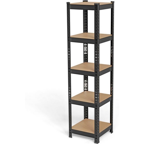 JEOBEST Schwerlastregal Kellerregal, Lagerregal 150x37x37cm, Metall, Keller/Garage /Lager, 1/2-tlg., 5 MDF-Platten Kellerregal, Steckregal (Schwarz)