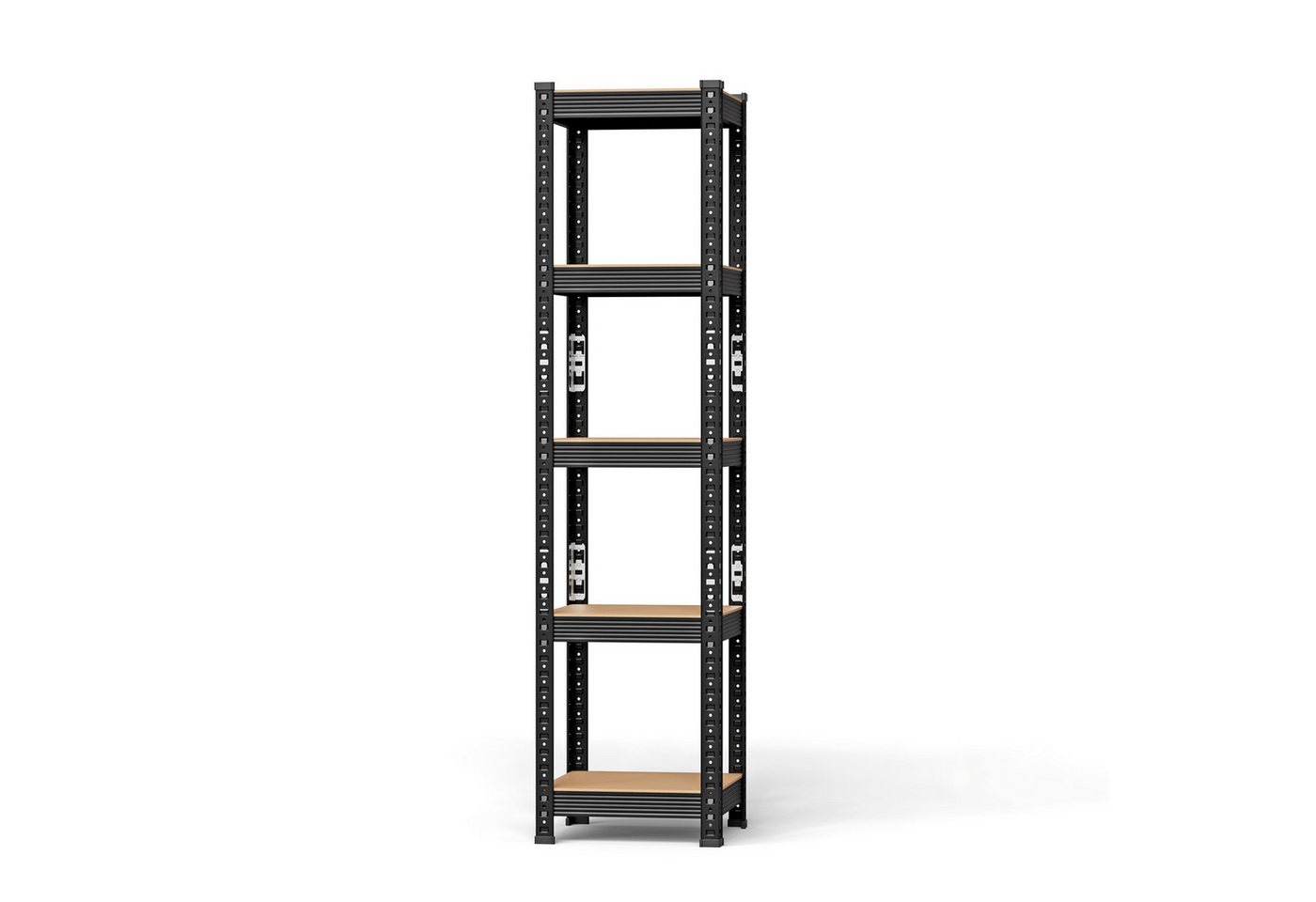 JEOBEST Schwerlastregal Kellerregal, Lagerregal 150x37x37cm, Metall, Keller/Garage /Lager, 1/2-tlg., 5 MDF-Platten Kellerregal, Steckregal (Schwarz) – Bild 4 von 5
