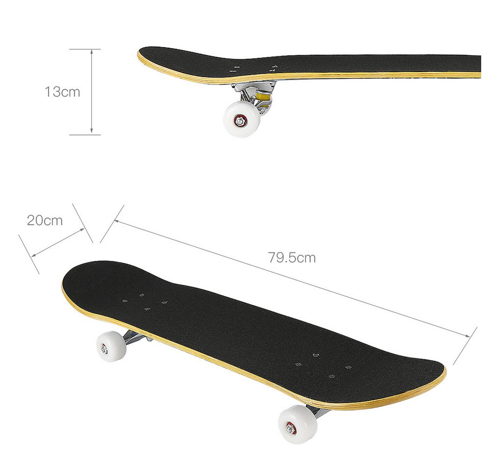 JEOBEST Skateboard Komplettboard, ABEC 7 - Skateboarding, (Skate Rollerboard, Wasserdichtes Rutschfestes, PU Räder) – Bild 3 von 5