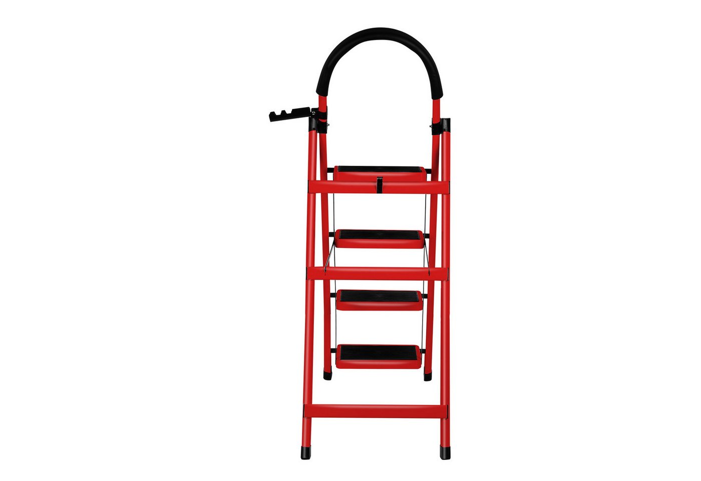 JEOBEST Trittleiter Stufenleiter, Klappleiter Tritthocker mit Handläufen, ( 4 Stufen) Sicherheitsleiter, Anti-Rutsch-stabilem und breitem Pedal – Bild 3 von 5