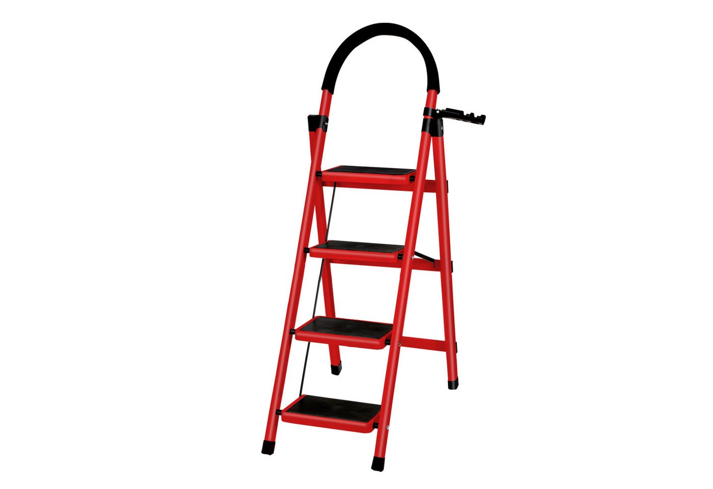 JEOBEST Trittleiter Stufenleiter, Klappleiter Tritthocker mit Handläufen, ( 4 Stufen) Sicherheitsleiter, Anti-Rutsch-stabilem und breitem Pedal – Bild 4 von 5