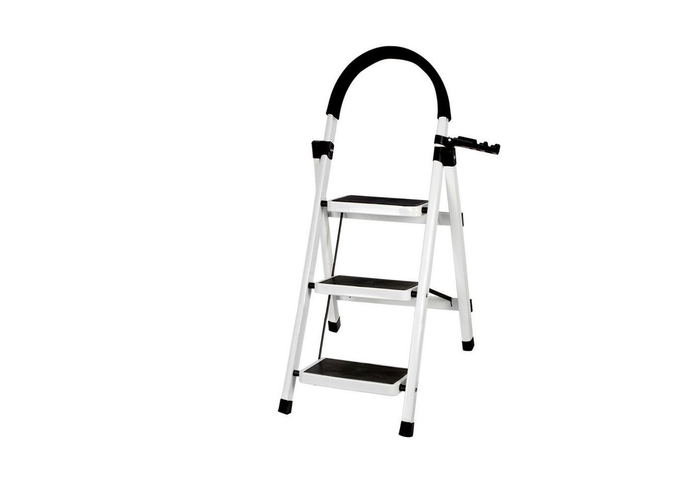 JEOBEST Trittleiter Stufenleiter, Klappleiter Tritthocker mit Handläufen, ( 3 Stufen) Sicherheitsleiter, Anti-Rutsch-stabilem und breitem Pedal – Bild 2 von 5