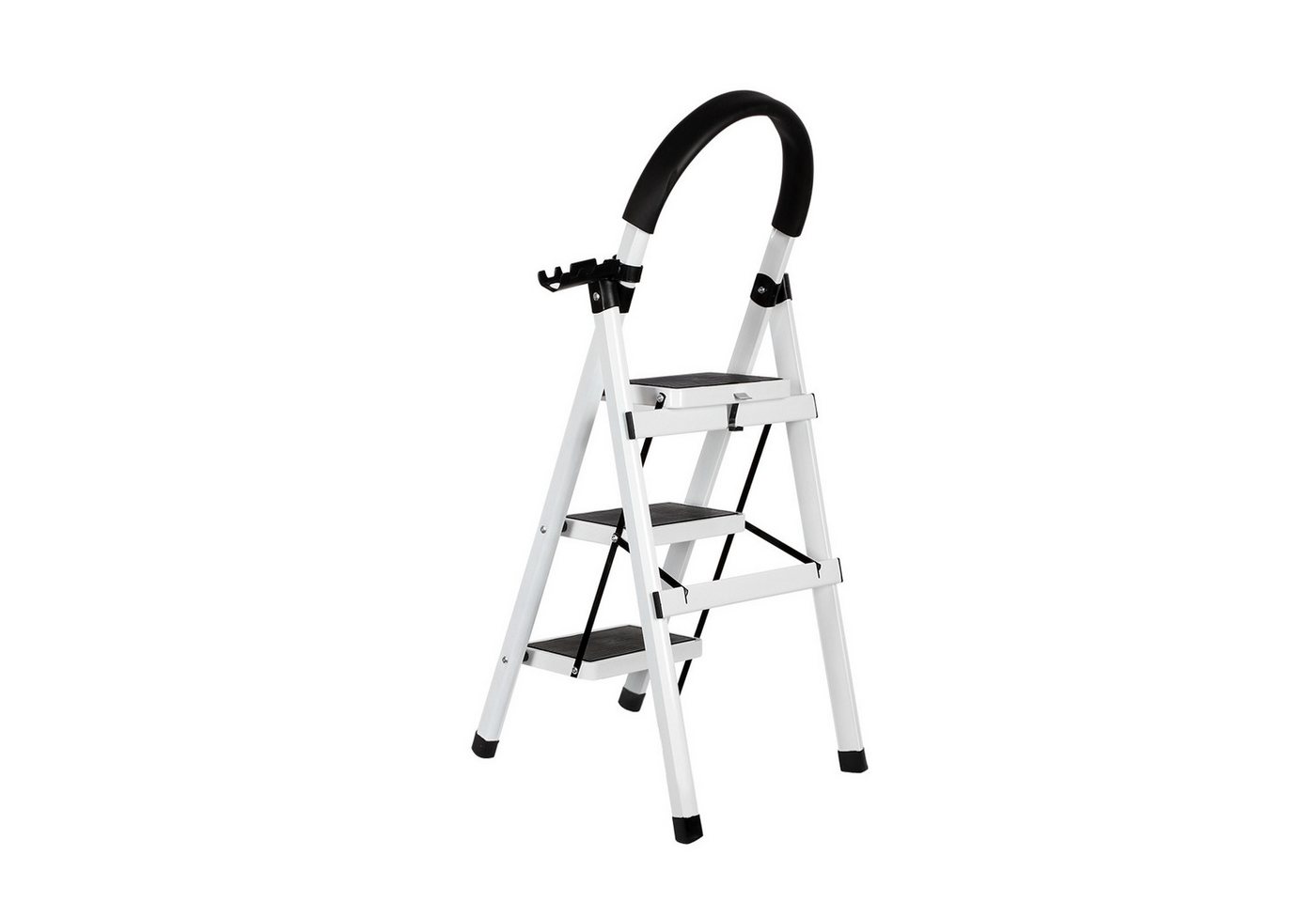 JEOBEST Trittleiter Stufenleiter, Klappleiter Tritthocker mit Handläufen, ( 3 Stufen) Sicherheitsleiter, Anti-Rutsch-stabilem und breitem Pedal – Bild 3 von 5