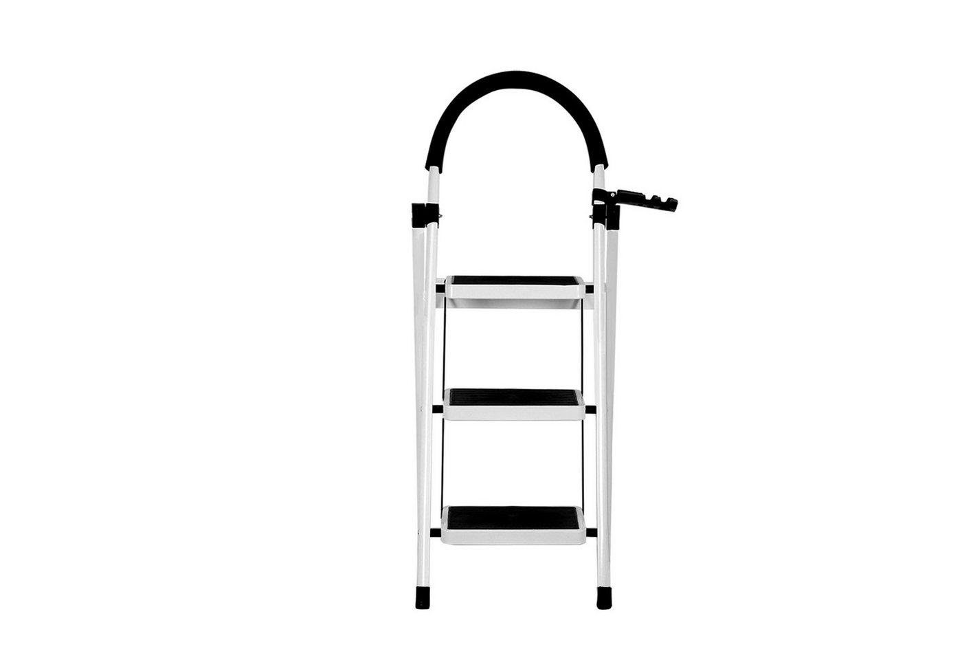 JEOBEST Trittleiter Stufenleiter, Klappleiter Tritthocker mit Handläufen, ( 3 Stufen) Sicherheitsleiter, Anti-Rutsch-stabilem und breitem Pedal – Bild 5 von 5