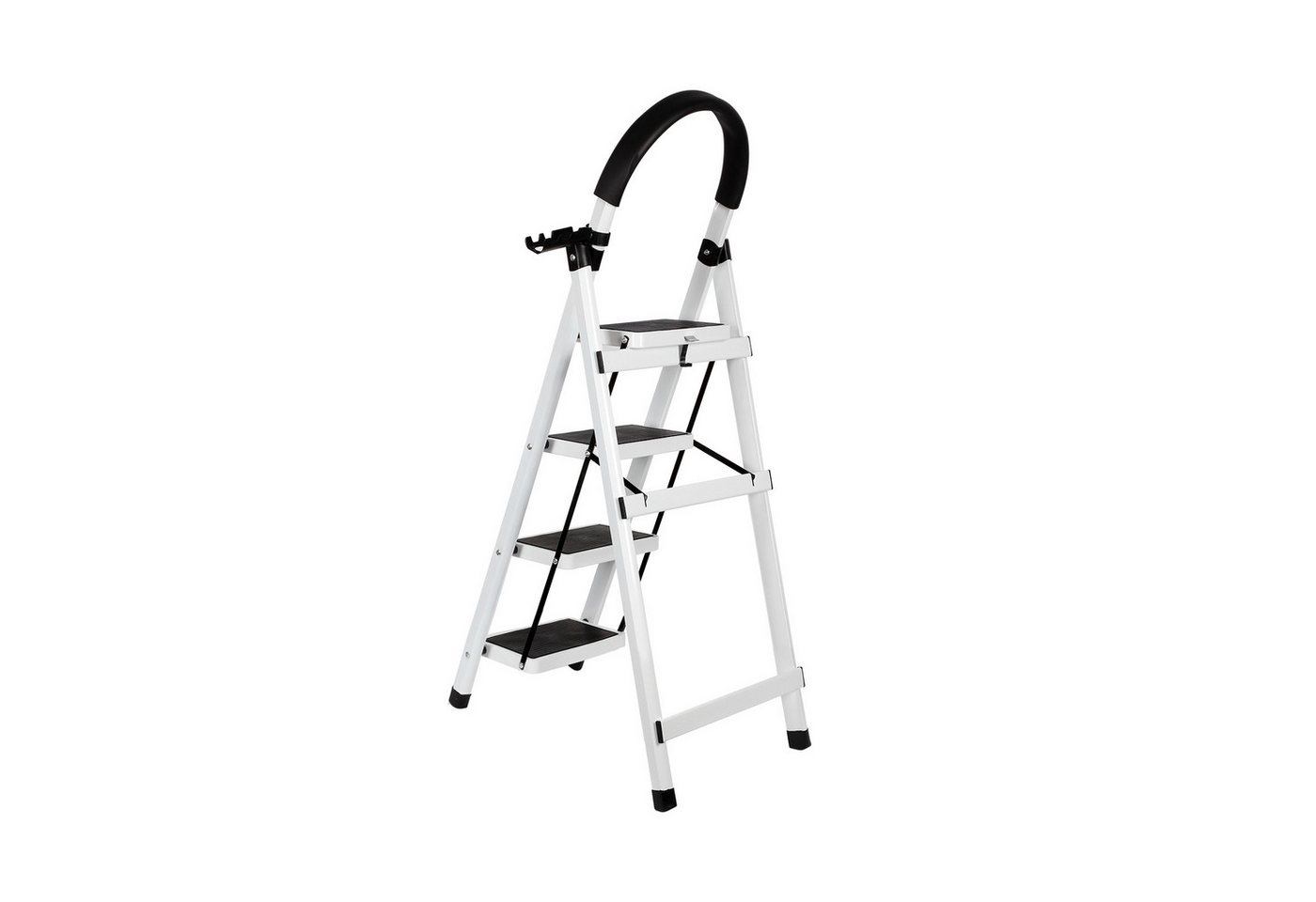 JEOBEST Trittleiter Stufenleiter, Klappleiter Tritthocker mit Handläufen, ( 4 Stufen) Sicherheitsleiter, Anti-Rutsch-stabilem und breitem Pedal – Bild 4 von 5