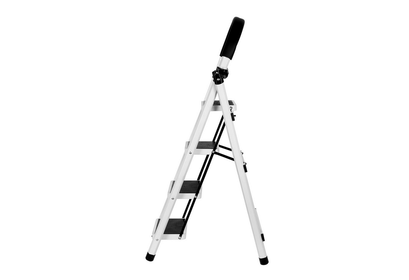 JEOBEST Trittleiter Stufenleiter, Klappleiter Tritthocker mit Handläufen, ( 4 Stufen) Sicherheitsleiter, Anti-Rutsch-stabilem und breitem Pedal – Bild 5 von 5