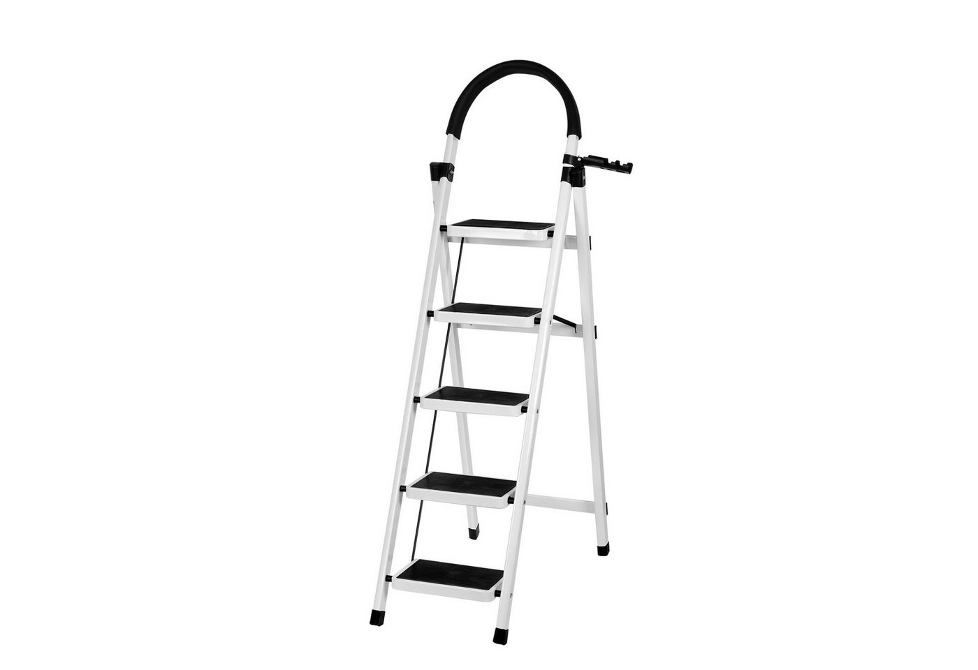 JEOBEST Trittleiter Stufenleiter, Klappleiter Tritthocker mit Handläufen, ( 5 Stufen) Sicherheitsleiter, Anti-Rutsch-stabilem und breitem Pedal – Bild 2 von 5