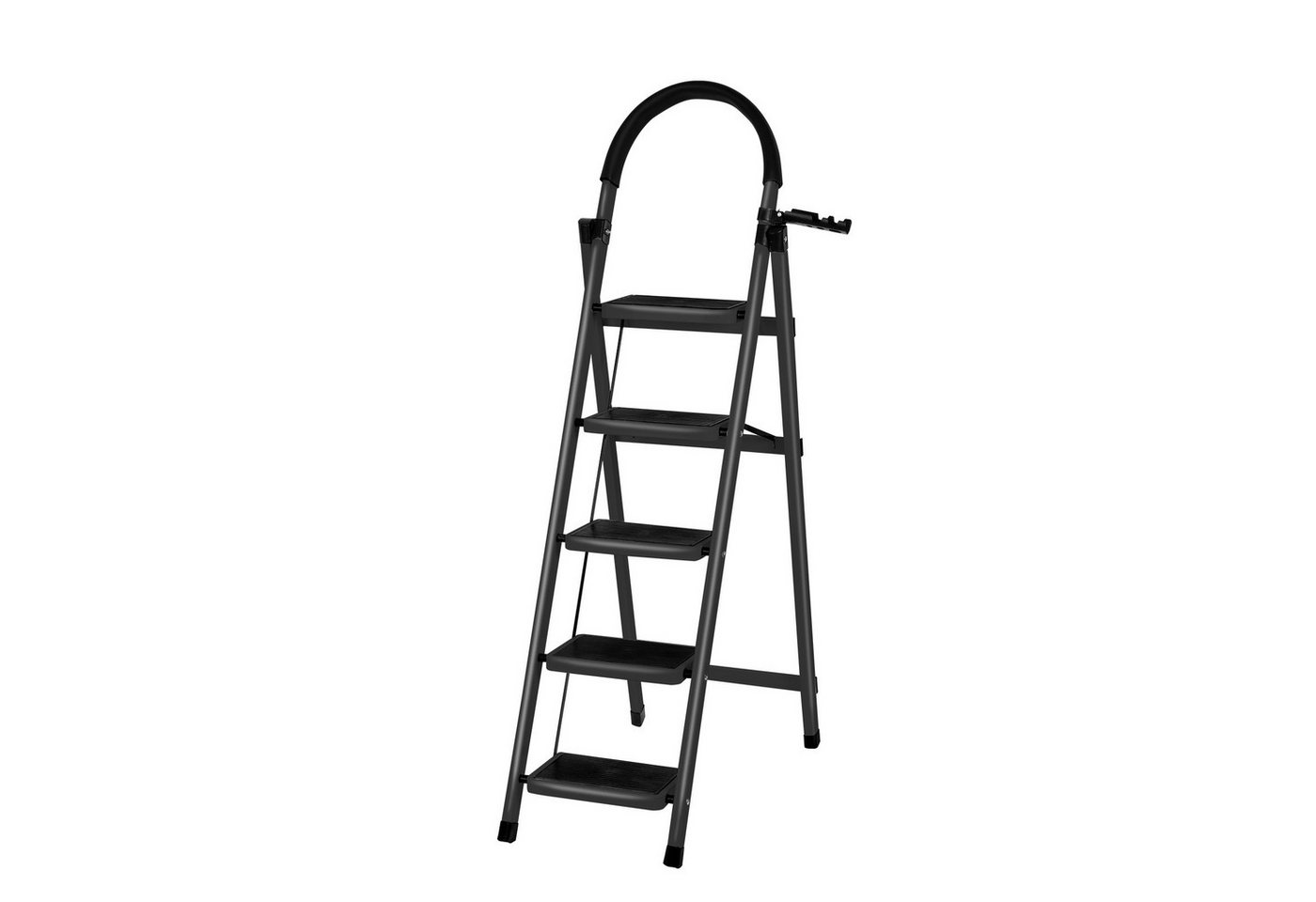 JEOBEST Trittleiter Stufenleiter, Klappleiter Tritthocker mit Handläufen, ( 5 Stufen) Sicherheitsleiter, Anti-Rutsch-stabilem und breitem Pedal – Bild 3 von 5