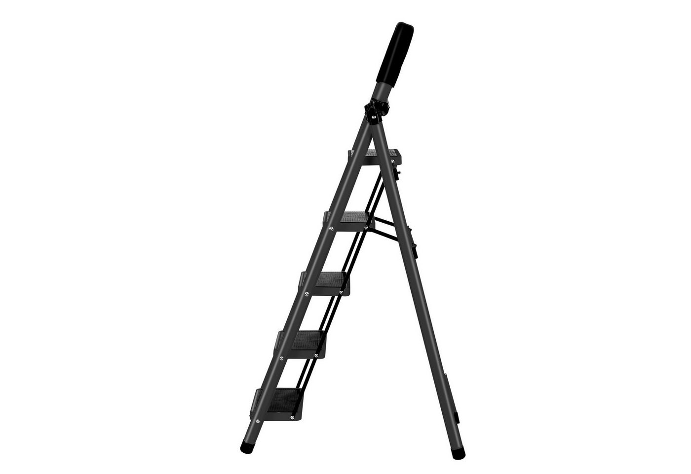 JEOBEST Trittleiter Stufenleiter, Klappleiter Tritthocker mit Handläufen, ( 5 Stufen) Sicherheitsleiter, Anti-Rutsch-stabilem und breitem Pedal – Bild 5 von 5