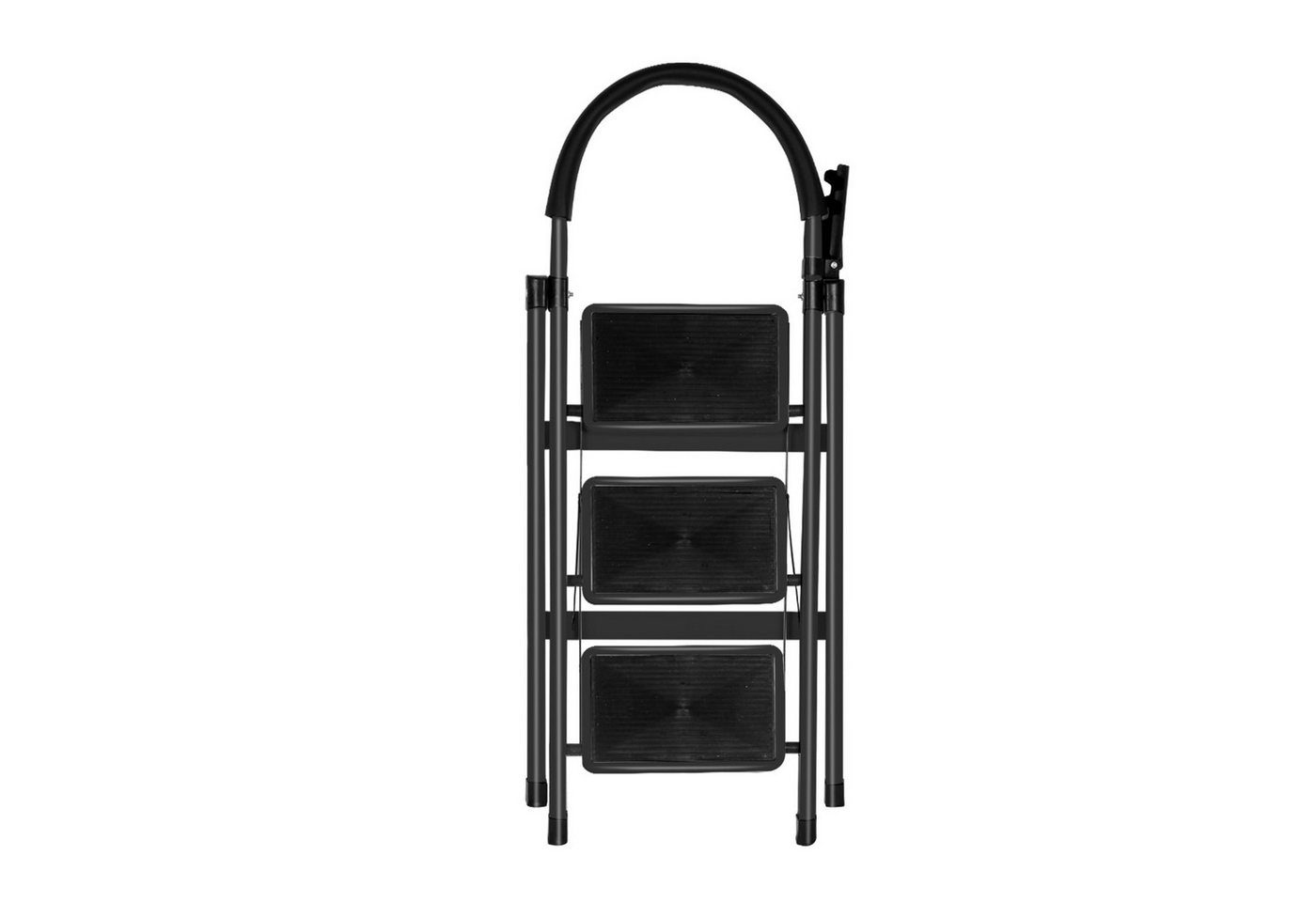 JEOBEST Trittleiter Stufenleiter, Klappleiter Tritthocker mit Handläufen, ( 3 Stufen) Sicherheitsleiter, Anti-Rutsch-stabilem und breitem Pedal – Bild 4 von 5