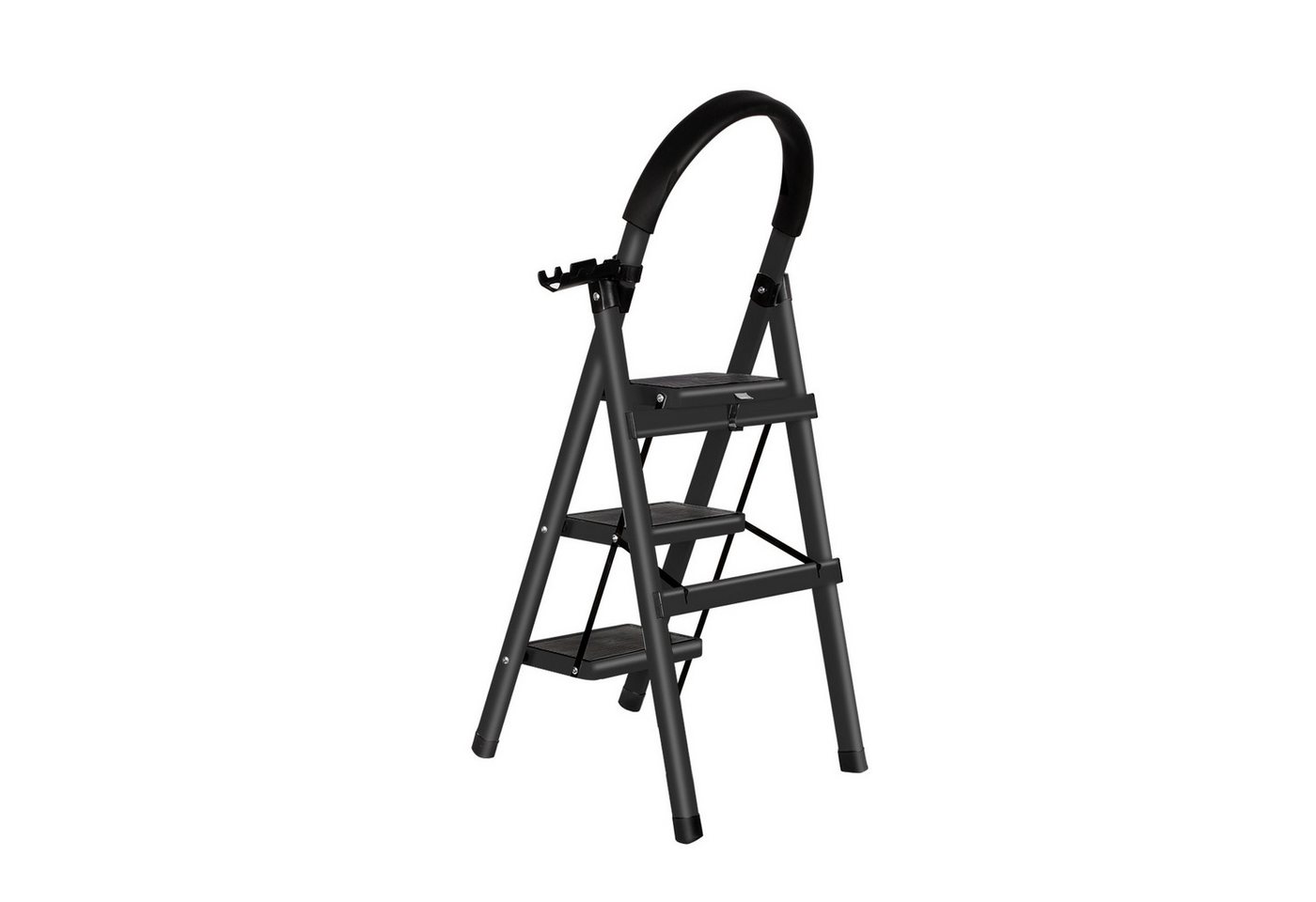 JEOBEST Trittleiter Stufenleiter, Klappleiter Tritthocker mit Handläufen, ( 3 Stufen) Sicherheitsleiter, Anti-Rutsch-stabilem und breitem Pedal – Bild 5 von 5