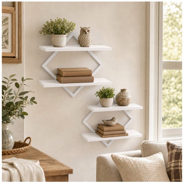 JEOBEST Wandboard Schweberegal,Regalbrett,Dekorativ Regale, 2-stöckige Hängeregale, (2-tlg., 38 cm) Holz und Metall, für Wohnzimmer, Küche