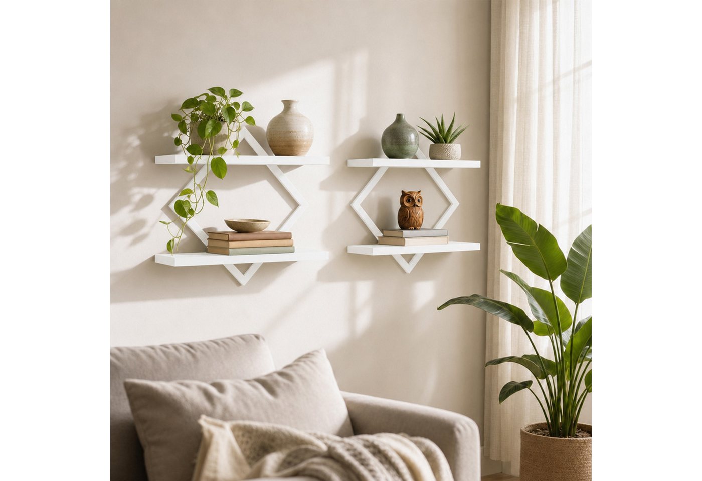 JEOBEST Wandboard Schweberegal,Regalbrett,Dekorativ Regale, 2-stöckige Hängeregale, (2-tlg., 38 cm) Holz und Metall, für Wohnzimmer, Küche – Bild 2 von 5