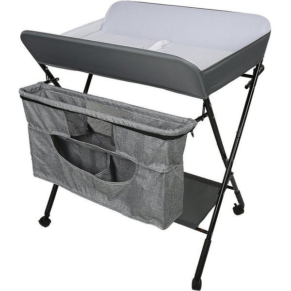 JEOBEST Wickeltisch Baby Wickelkombi, Klappbar, Mobiler Wickelkommode, mit Ablagefächern, für 0-10 Monate Tragkraft 30kg