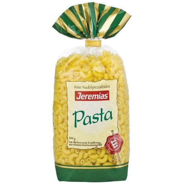 Jeremias Nudeln, Jeremias Pasta Hörnchen Nudeln aus Hartweizengriess ohne Ei 500g