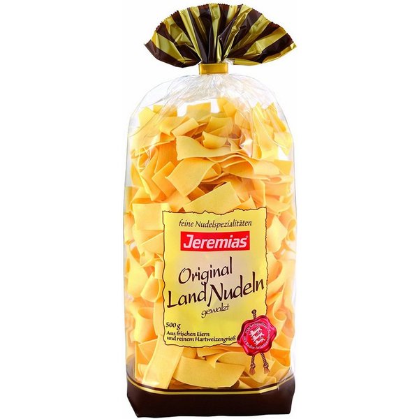 Jeremias Nudeln, Jeremias Bandnudeln 20mm gewalzt Gourmet Frischei Landnudeln 500g