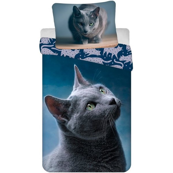 Jerry Fabrics Bettwäsche Dark Cat Baumwolle – Bettbezug 140x200 cm & Kissenbezug 70x90 cm