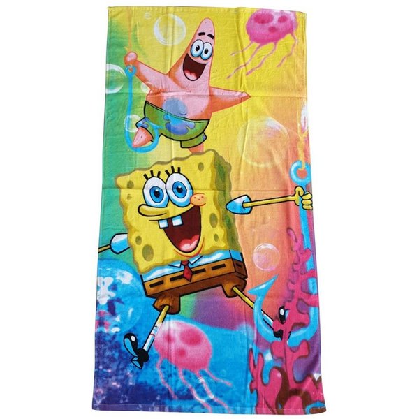 Jerry Fabrics Handtuch Spongebob Schwammkopf Handtuch Strandtuch 70x140cm 100% Baumwolle, Frottee (1-St)
