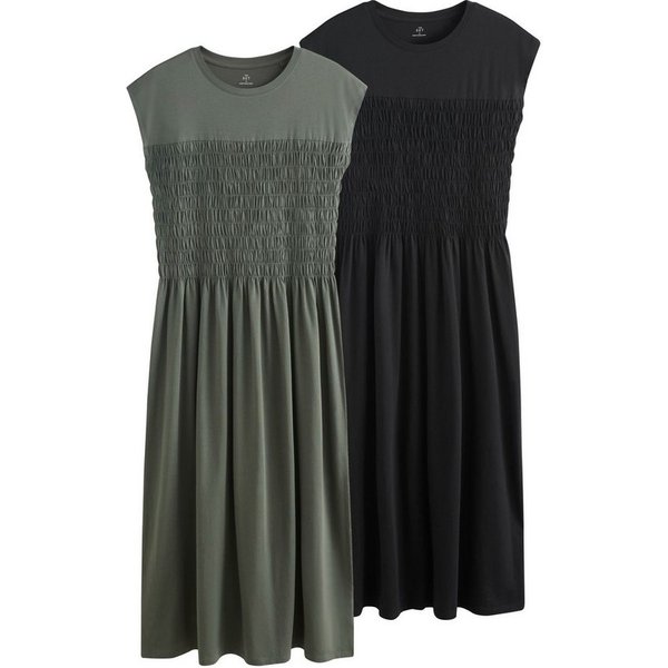 The Set Jerseykleid The Set 2er-Pack Geraffte Jersey-Maxikleider (2-tlg)