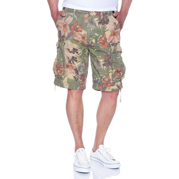 Jet Lag Cargoshorts Flower Green, Flower Blue, Hawaii Flower