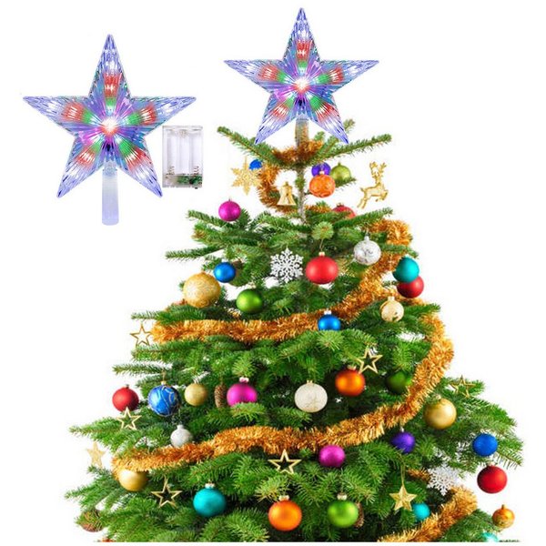 Jibenhome Christbaumspitze 31 LEDs Christbaumspitze Baumspitze Stern 8 Blinkmodi Sternenlicht, RGB Weihnachtsbaumspitze Batteriebetrieben Dekoration