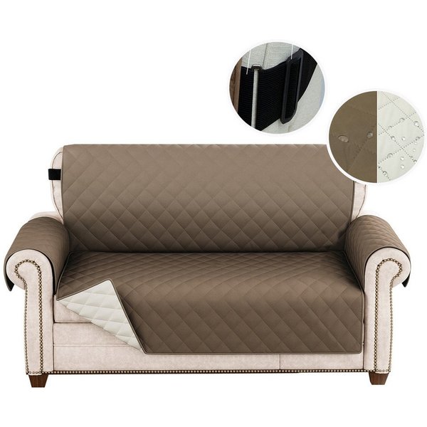Jibenhome Sofahusse Gesteppter Sofabezug Armlehnen, Doppelseitig Sofaschoner mit Gummiband, Wasserdicht und Rutschfest