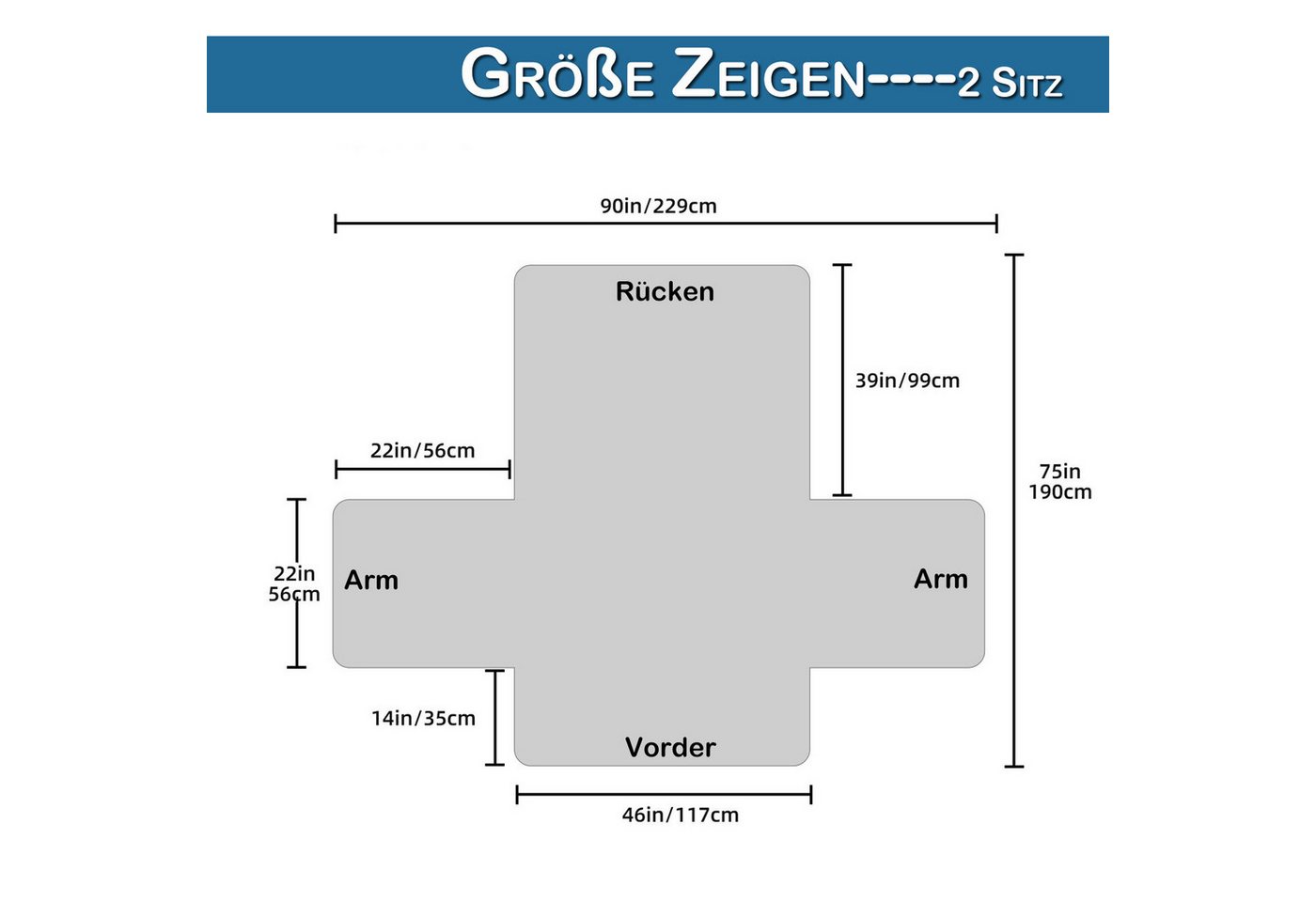 Jibenhome Sofahusse Gesteppter Sofabezug Armlehnen, Doppelseitig Sofaschoner mit Gummiband, Wasserdicht und Rutschfest – Bild 2 von 5