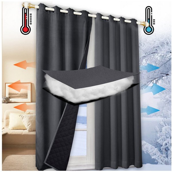 Jibenhome Vorhang Schlafzimmer Vorhänge Blickdicht, Thermogardinen Kälteschutz (2 St), Winter Verdunklungsvorhänge Ösen Thermal Wärmeisolierend