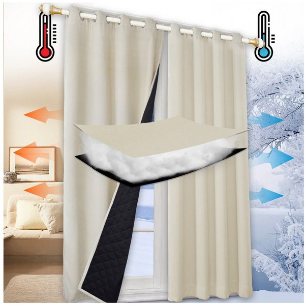 Jibenhome Vorhang Schlafzimmer Vorhänge Blickdicht, Thermogardinen Kälteschutz (2 St), Winter Verdunklungsvorhänge Ösen Thermal Wärmeisolierend