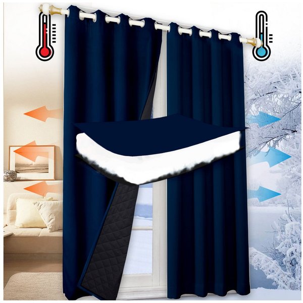 Jibenhome Vorhang Schlafzimmer Vorhänge Blickdicht, Thermogardinen Kälteschutz (1 St), Winter Verdunklungsvorhänge Ösen Thermal Wärmeisolierend