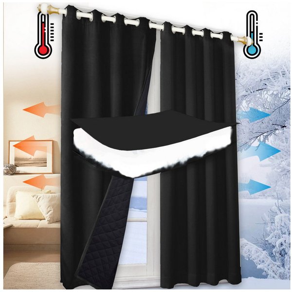 Jibenhome Vorhang Schlafzimmer Vorhänge Blickdicht, Thermogardinen Kälteschutz (2 St), Winter Verdunklungsvorhänge Ösen Thermal Wärmeisolierend