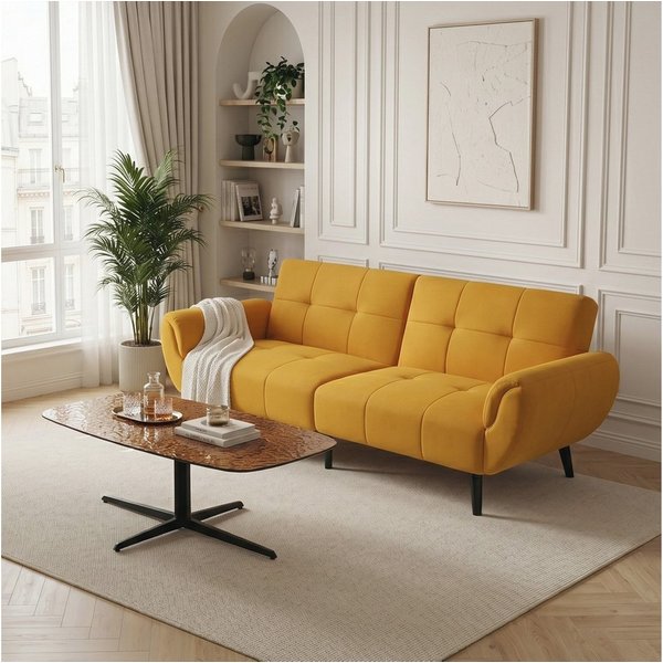 Jiexi 3-Sitzer Modernes Sofa aus Leinenstoff, 3-Sitzer-Couch mit Massivholzbeinen