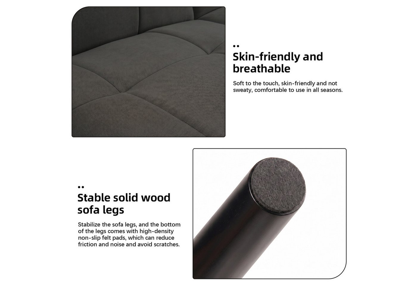 Jiexi 3-Sitzer Sofa Mit Schlaffunktion, Klappsofa Sofa 3 Sitzer, Geeignet Wohnzimmer – Bild 5 von 5