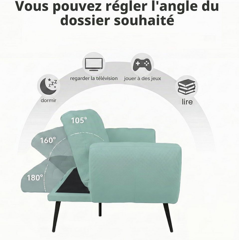 Jiexi 3-Sitzer Sofa Mit Schlaffunktion, Klappsofa Sofa 3 Sitzer, Geeignet Wohnzimmer – Bild 4 von 5