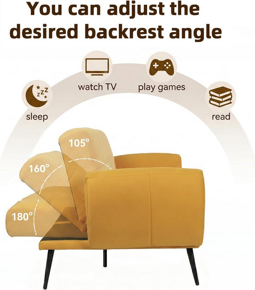 Jiexi 3-Sitzer Sofa Mit Schlaffunktion, Klappsofa Sofa 3 Sitzer, Geeignet Wohnzimmer – Bild 4 von 5