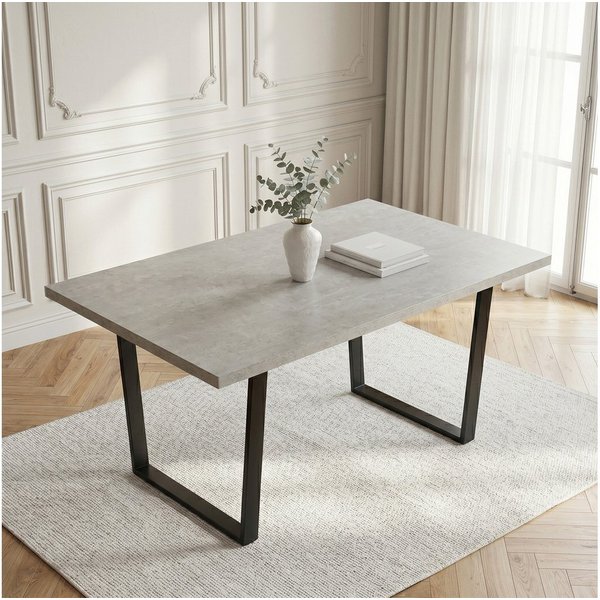 Jiexi Esstisch Esstisch 110x70cm rechteckig MDF-Platte mit U-Metallgestell