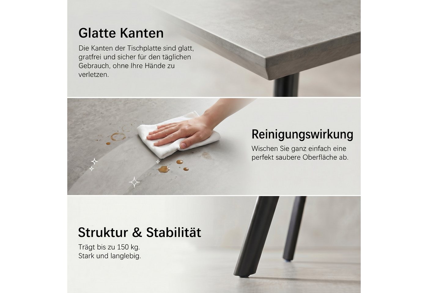 Jiexi Esstisch Moderner Esstisch, 120 cm × 73 cm, Tischplatte aus MDF, stabile Beine – Bild 4 von 5