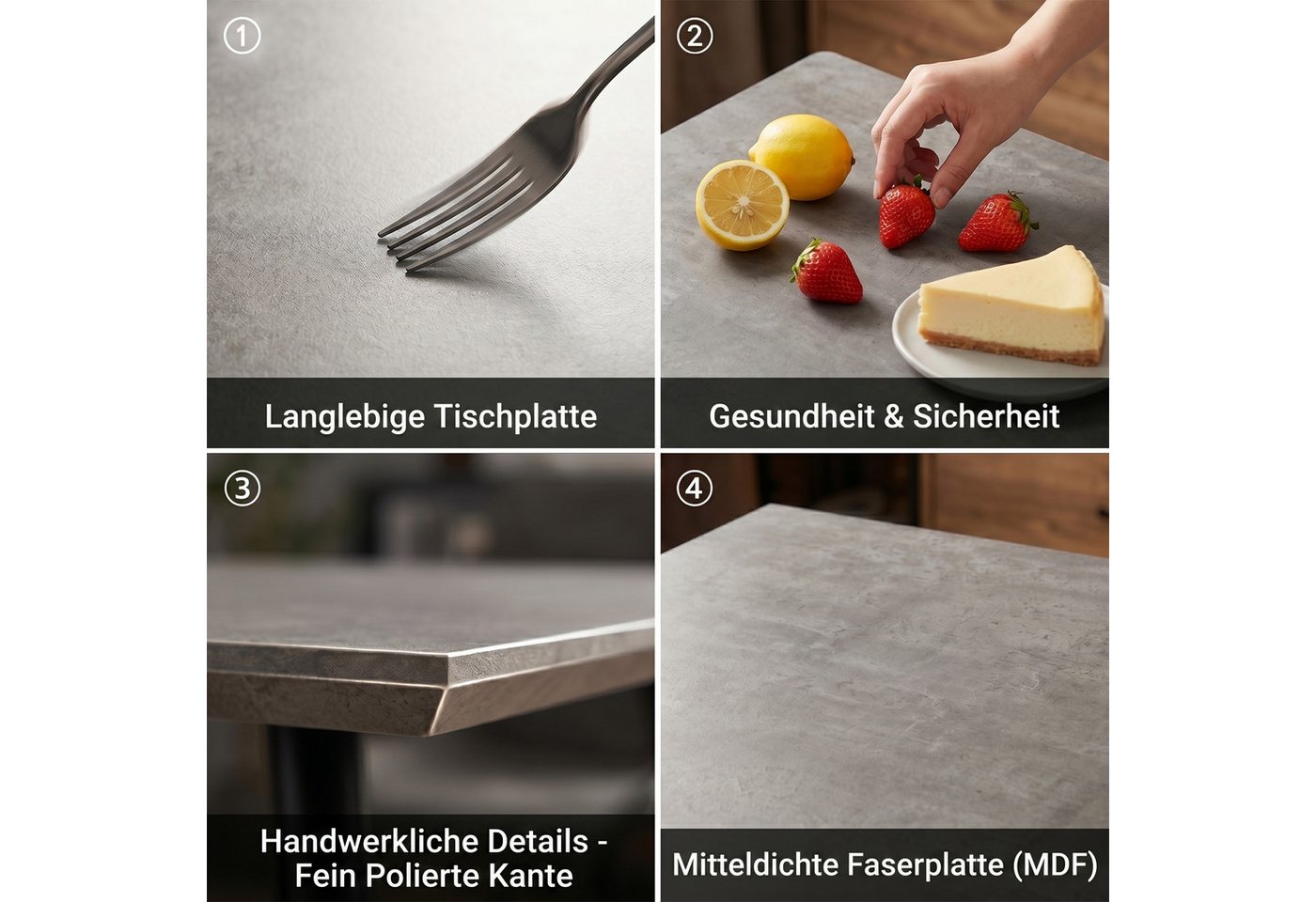 Jiexi Esstisch Moderner Esstisch, 120 cm × 73 cm, Tischplatte aus MDF, stabile Beine – Bild 5 von 5