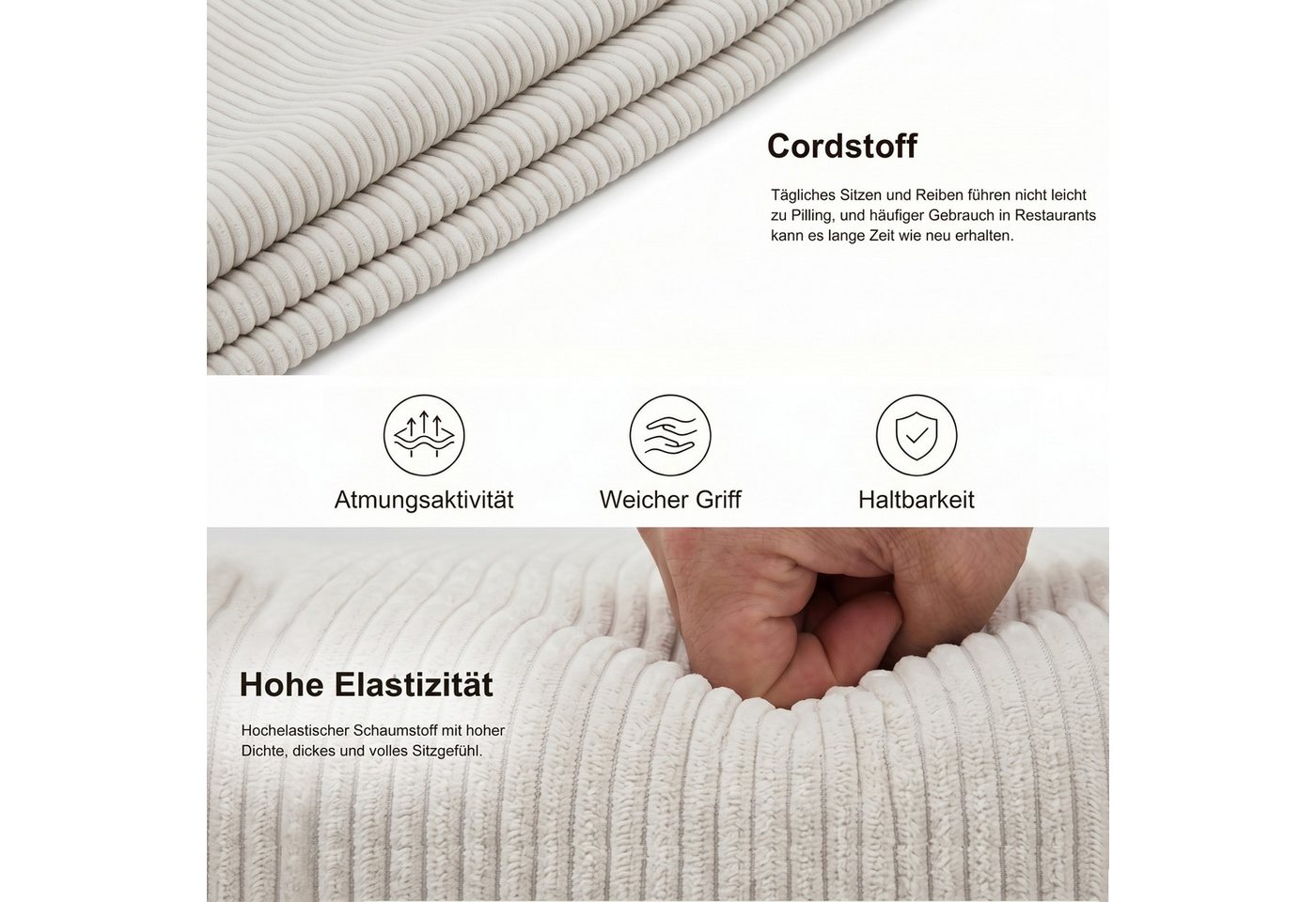 Jiexi Esstisch Tisch-und Stuhlset, Ausziehbarer Esstisch (130–170 cm) mit 4-6 Stühlen, ausziehbarer, hohe Härte, für 6 Personen – Bild 4 von 5