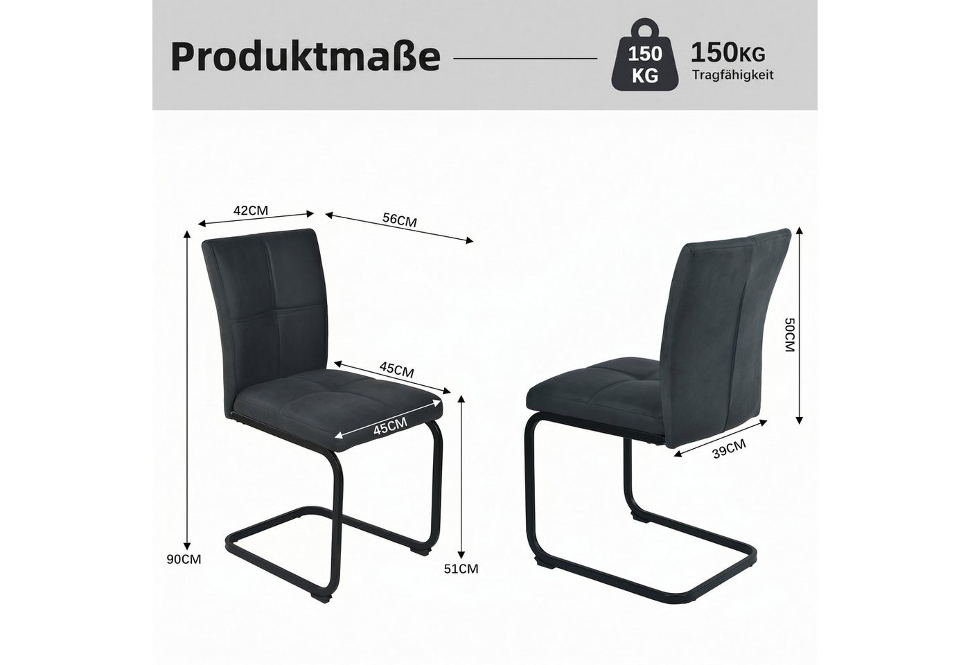 Jiexi Esszimmerstuhl Esszimmerstuhl, moderner Stuhl, hohe Rückenlehne, Schwammkissen – Bild 4 von 5