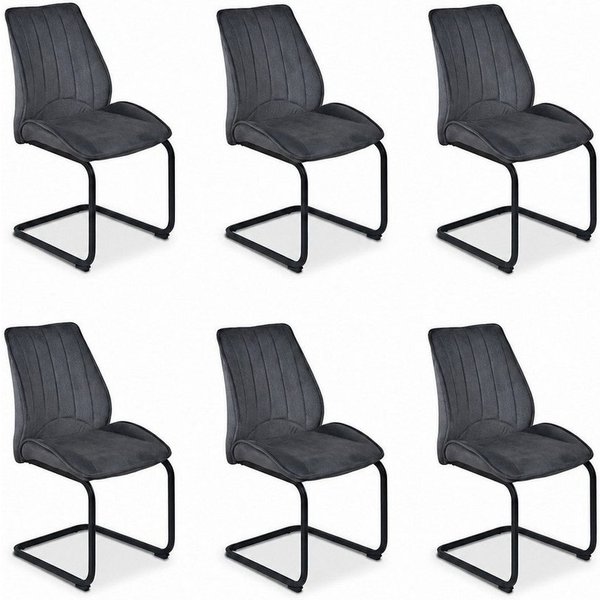Jiexi Esszimmerstuhl Esszimmerstuhl Grau gepolstert mit Freischwinger Gestell 4er/6er/8er