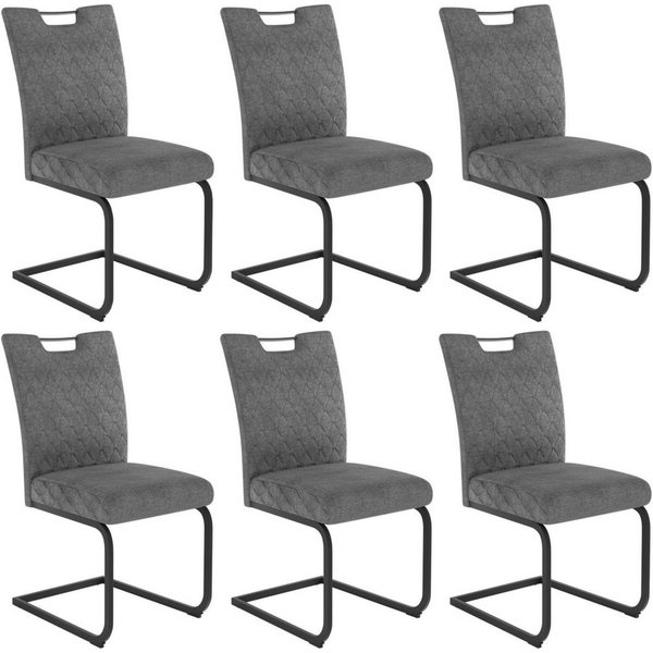 Jiexi Esszimmerstuhl Esszimmerstuhl Grau gepolstert mit Freischwinger Gestell 4er/6er/8er
