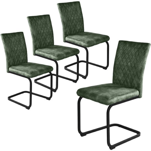 Jiexi Esszimmerstuhl Esszimmerstuhl Grau gepolstert mit Freischwinger Gestell 4er/6er/8er