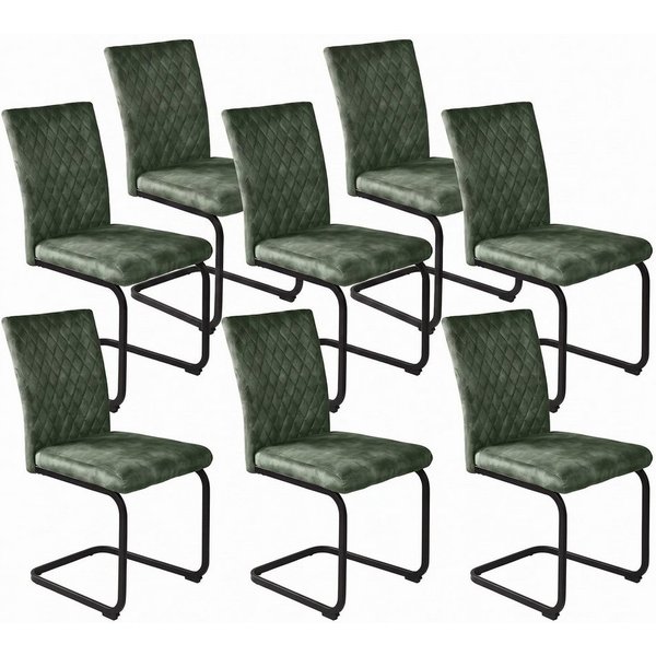 Jiexi Esszimmerstuhl Esszimmerstuhl Grau gepolstert mit Freischwinger Gestell 4er/6er/8er