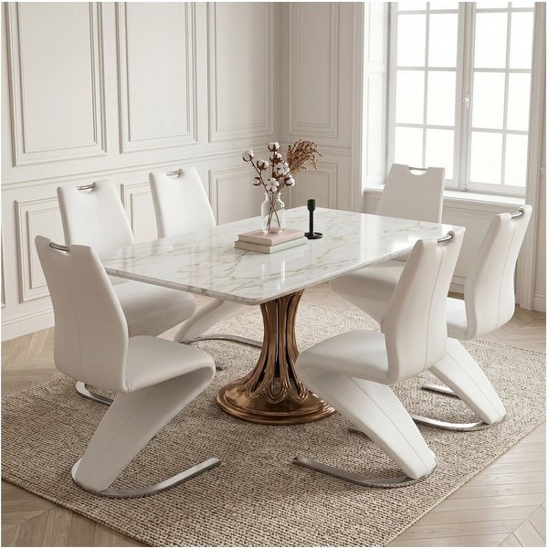 Jiexi Freischwinger Modernes Freischwinger-Set PU-Leder, Z-Form Design, 2/4/6/8er Set