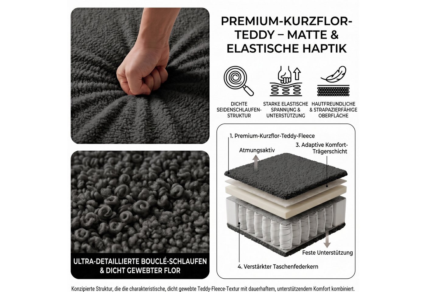 Jiexi Schlafsofa Ecksofa mit Schlaffunktion Teddy-Fleece L-Form Sofa Bettkasten – Bild 5 von 5