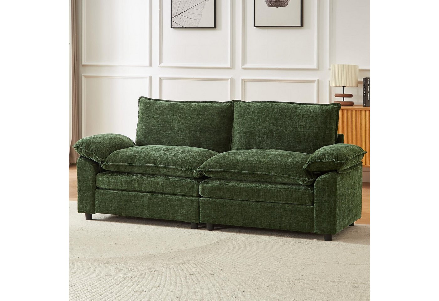 Jiexi Wohnlandschaft Modulares Sofa aus Chenille Freie Kombination Wohnlandschaft – Bild 2 von 5